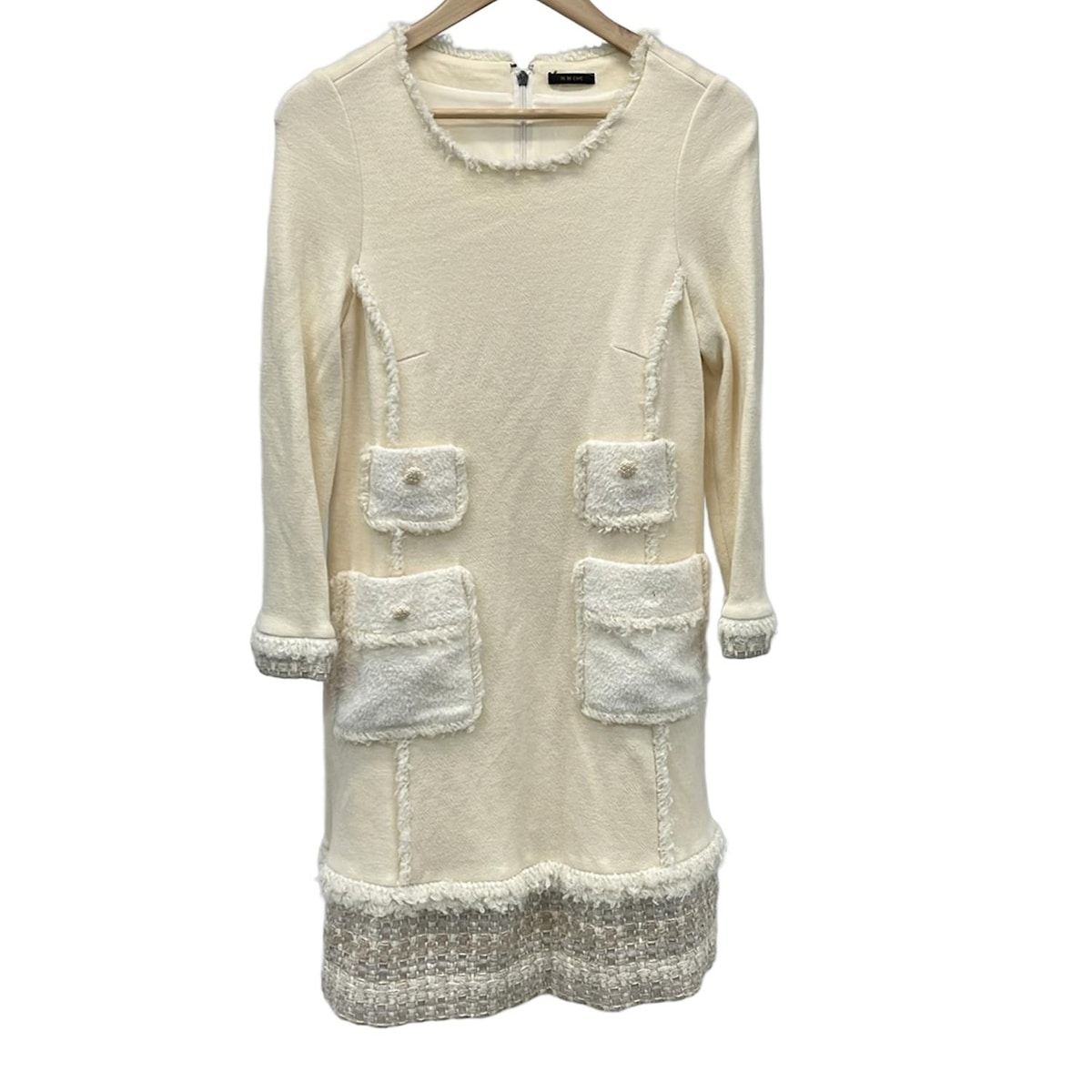 TO BE CHIC トゥービーシック ワンピース サイズ44 L レディース - アイボリー×グレーベージュ クルーネック 長袖 ロング