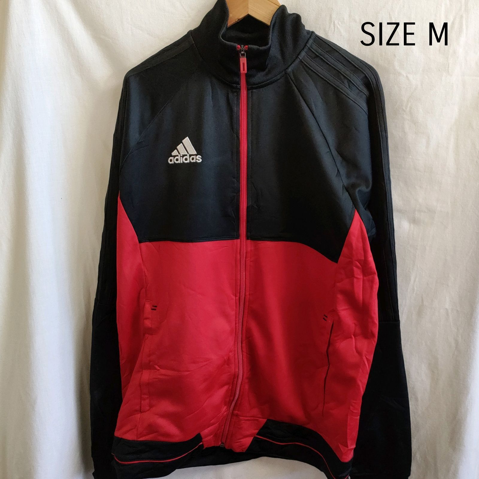 アディダス adidas ブラック レッド 黒 赤 ジャージ Mサイズ - メルカリ