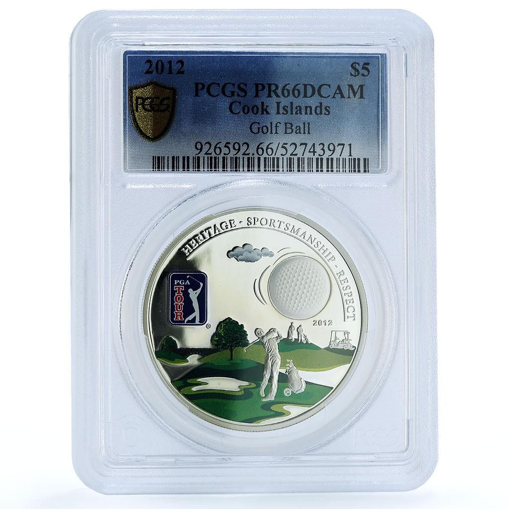 クック諸島 5ドル PGAゴルフクラブ KM-1450 スポーツ PR 66 PCGS 銀貨