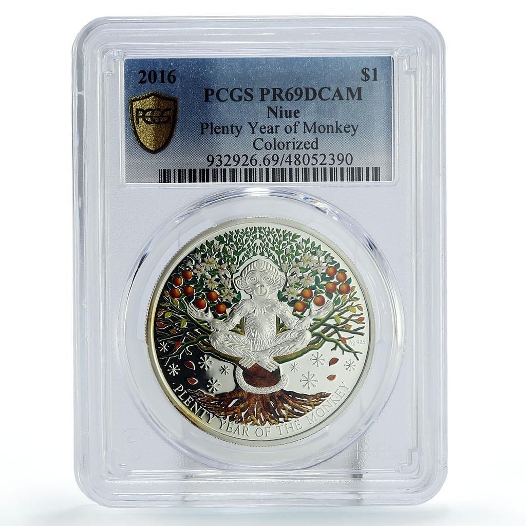 ニウエ 1ドル 旧暦の豊穣 申年 PR69 PCGS カラー銀貨 2016年 - メルカリ