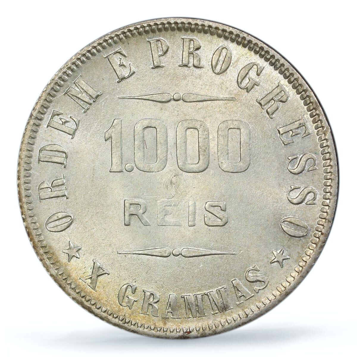 ブラジル 1000レイス 通常貨幣 リバティヘッド KM 507 MS 64 PCGS 銀貨 1906年