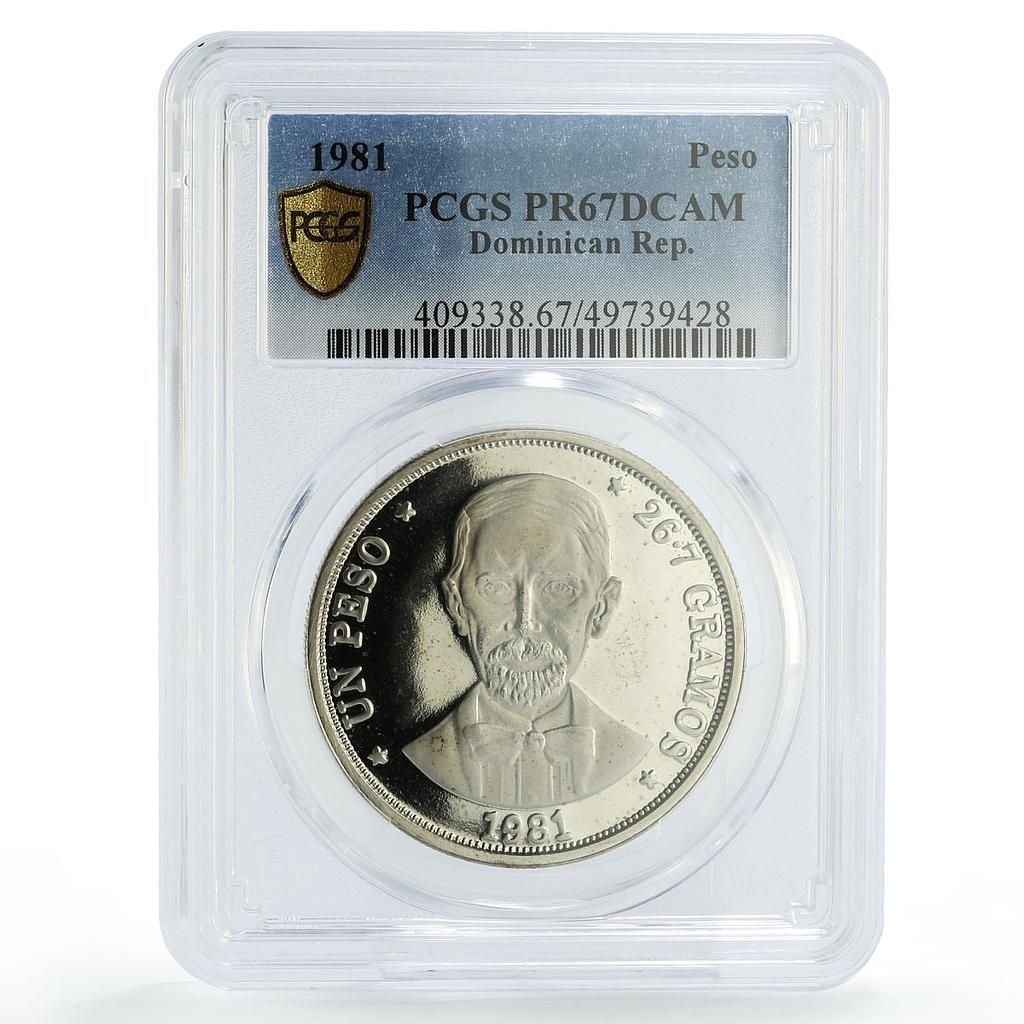 ドミニカ共和国 1ペソ フアン・パブロ・ドゥアルテ 政治 PR67 PCGS