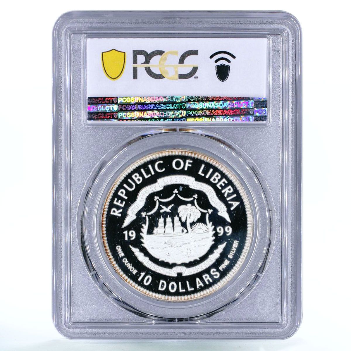 リベリア 10ドル トランスラピッド 08 鉄道 PR 67 PCGS 銀貨 1999年