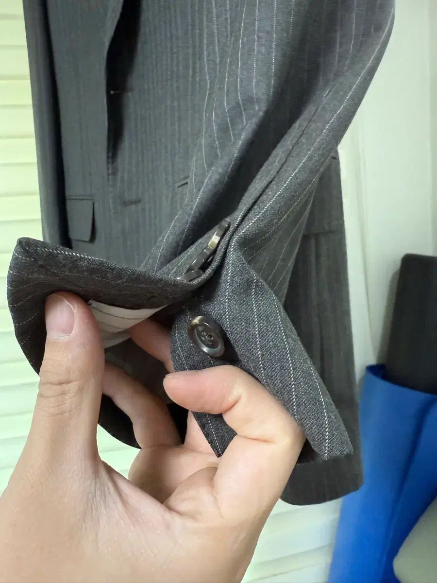 グレー ストライプ フランネル スリーピース スーツ