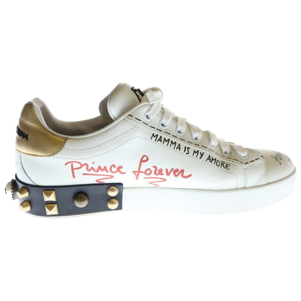 DOLCE & GABBANA (ドルチェアンドガッバーナ) オンライン Portofino スタッズ装飾レザーローカットスニーカー ホワイト  CS1759 DOLCE&GABBANA（ドルチェ & ガッバーナ） DOLCE & GABBANA