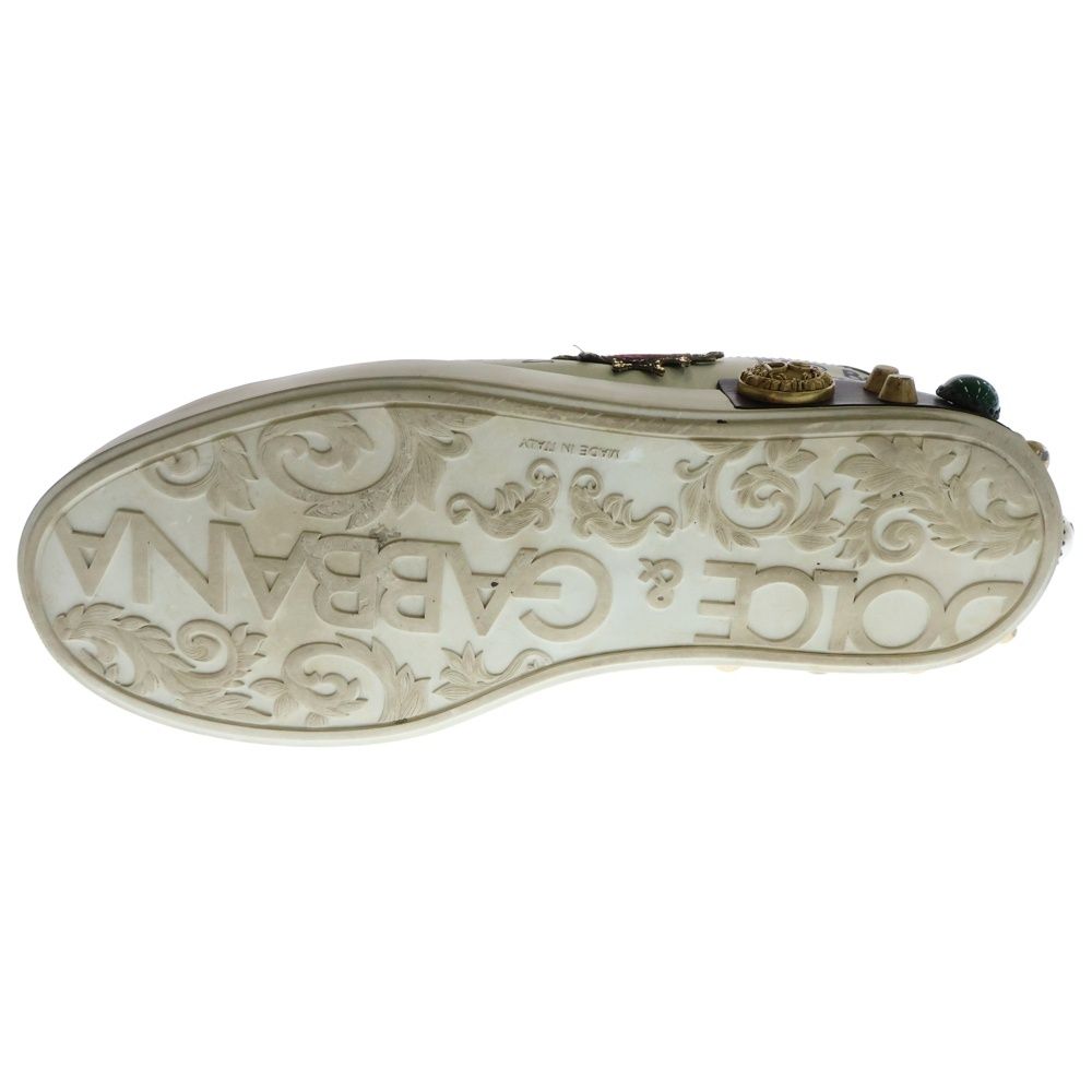 DOLCE & GABBANA (ドルチェアンドガッバーナ) オンライン Portofino スタッズ装飾レザーローカットスニーカー ホワイト  CS1759 DOLCE&GABBANA（ドルチェ & ガッバーナ） DOLCE & GABBANA