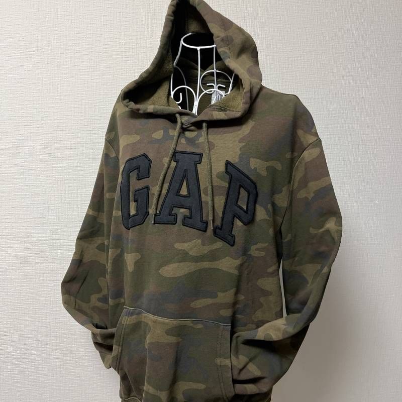 OLD GAP Camouflage Pullover Hoodie Arch Logo Tag L Mens オールド