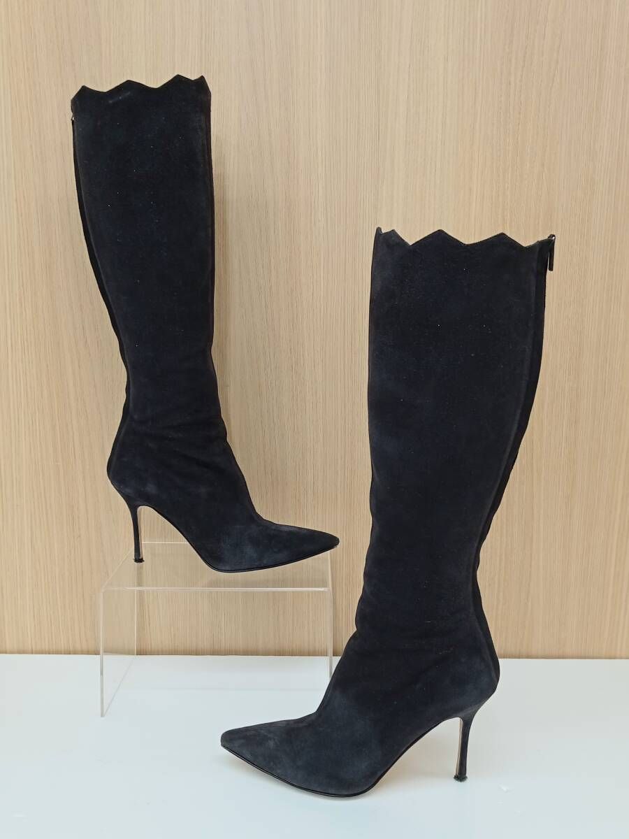 レディース MANOLO BLAHNIK マノロ ブラニク ロングブーツ スウェード 