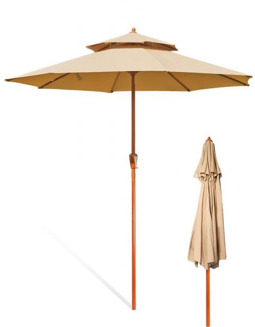 パラソル ガーデンパラソル 270 cm uvカット 撥水 鉄製 ハンドル開閉 ビーチパラソル ガーデニング 庭 テラス アウトドア ビーチ キャンプ 日傘 折りたたみ 日よけ ベージュ