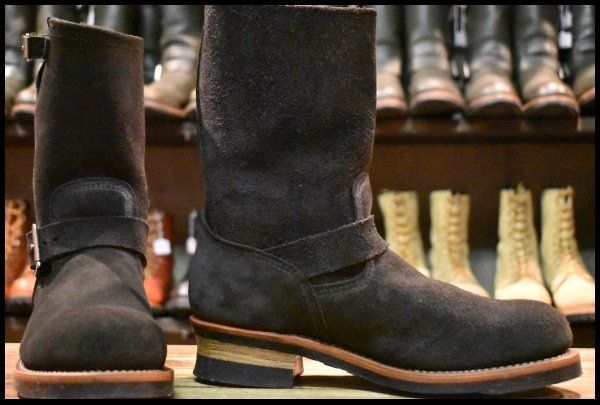 8 5 D 10年 レッドウィング 8274 黒スエード エンジニア ブラック ラフアウト スチールトゥ プルオン ブーツ redwing FK 246