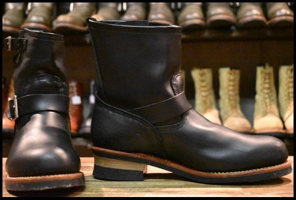 9 5 D 12年 レッドウィング 2976 ショート エンジニア 黒 ブラッククローム スチールトゥ ブーツ redwing FK 254