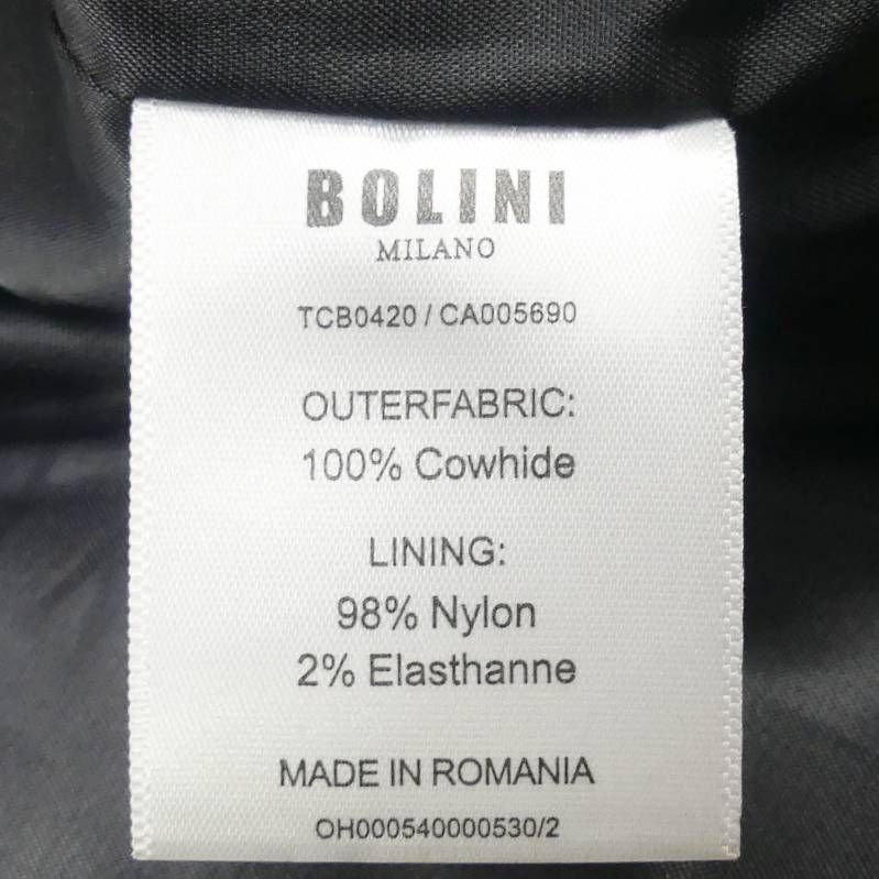 Bolini ボリーニ ライダースジャケット L 本革 シングル メンズ 50 レザー 黒 パテッド バイク 牛革 キルティング 立ち襟 レザーライダースジャケット_サイズL一覧 SEULB屋着古 X 8112 スラックス ベーシック