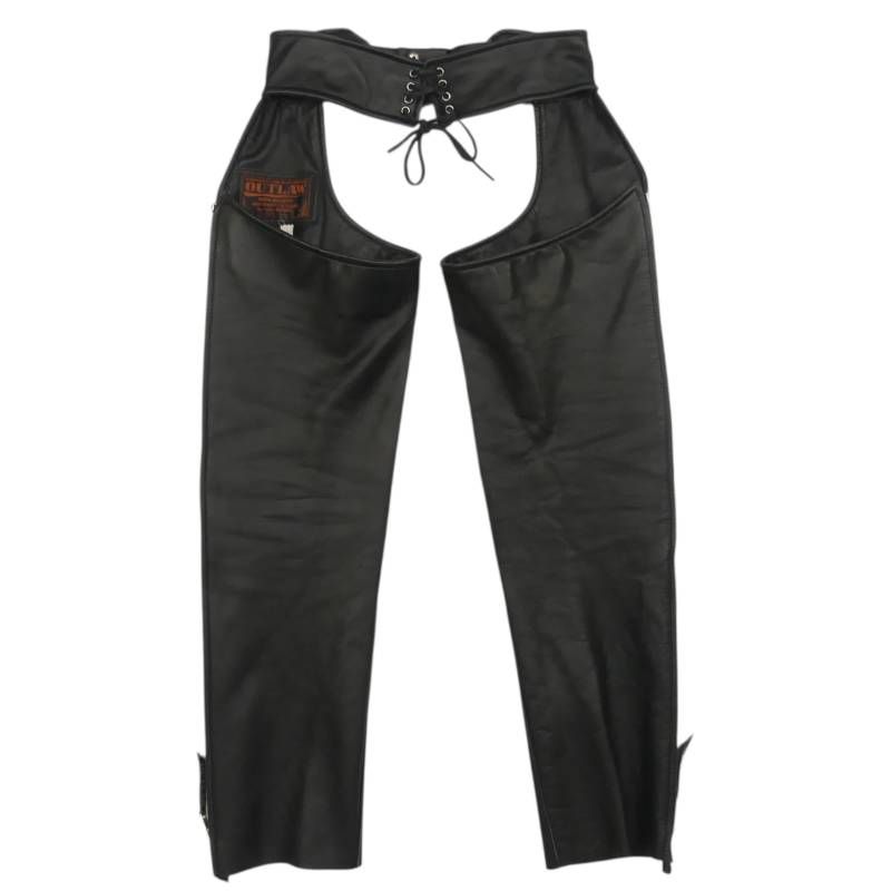 OUTLAW レザーパンツ バイカー 37 ブラック OUTLAW アウトロー レザーパンツ S バイク 本革 チャップス 牛革