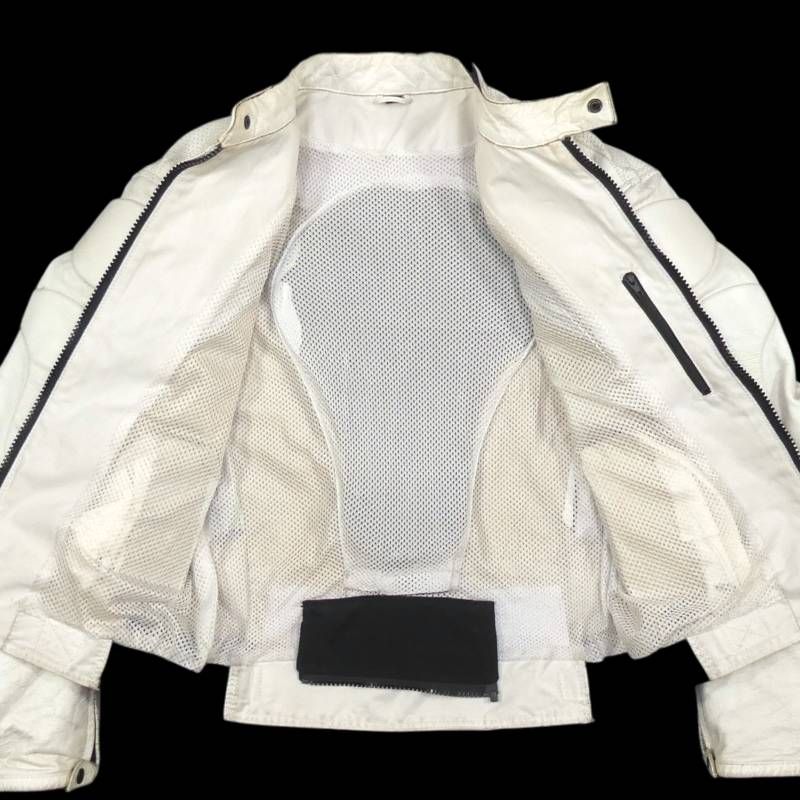 ライダースジャケット 本革 シングル メンズ レザー 白 ホワイト 保護