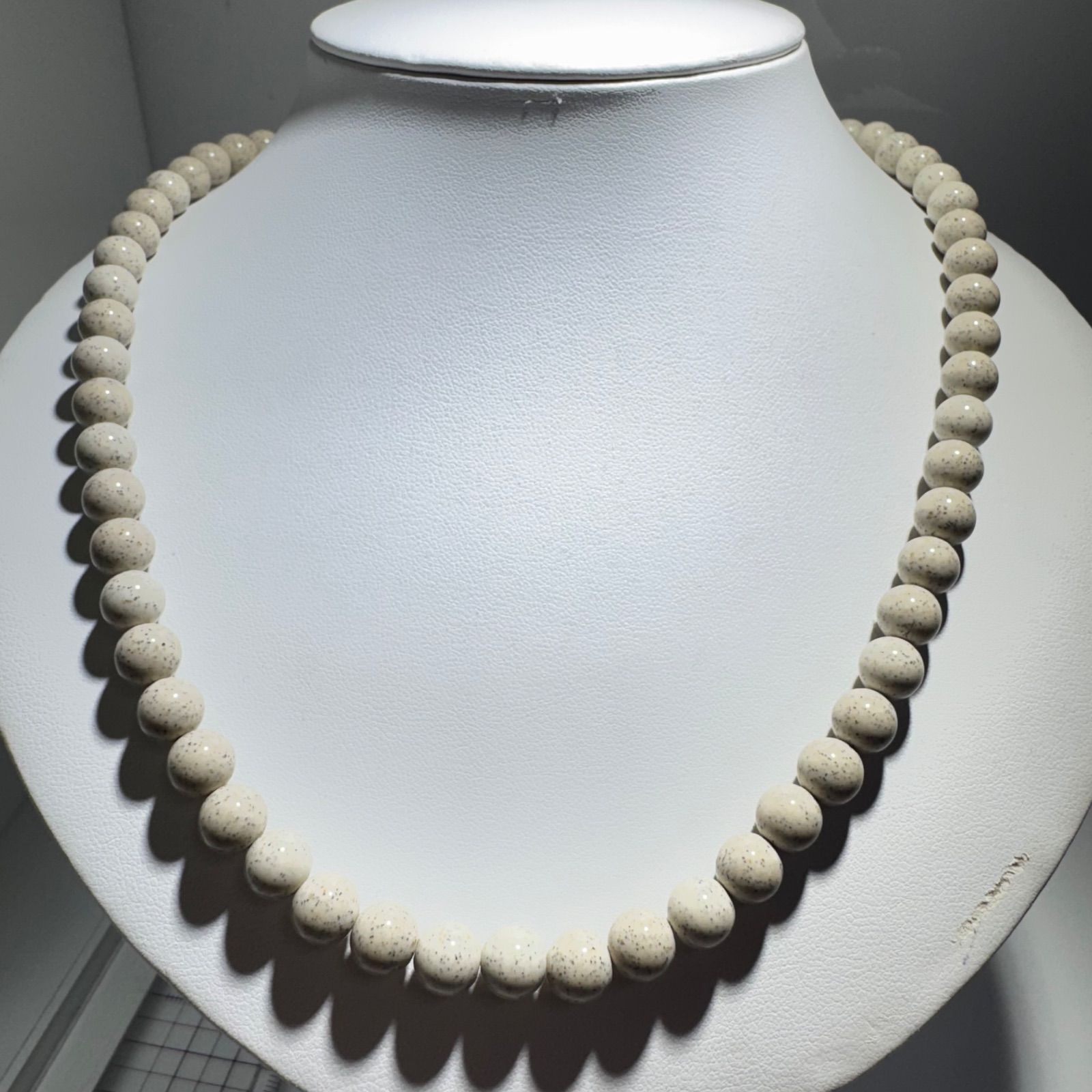 北投石ネックレスグレー50センチシルバー金具NO25-2416 - メルカリ