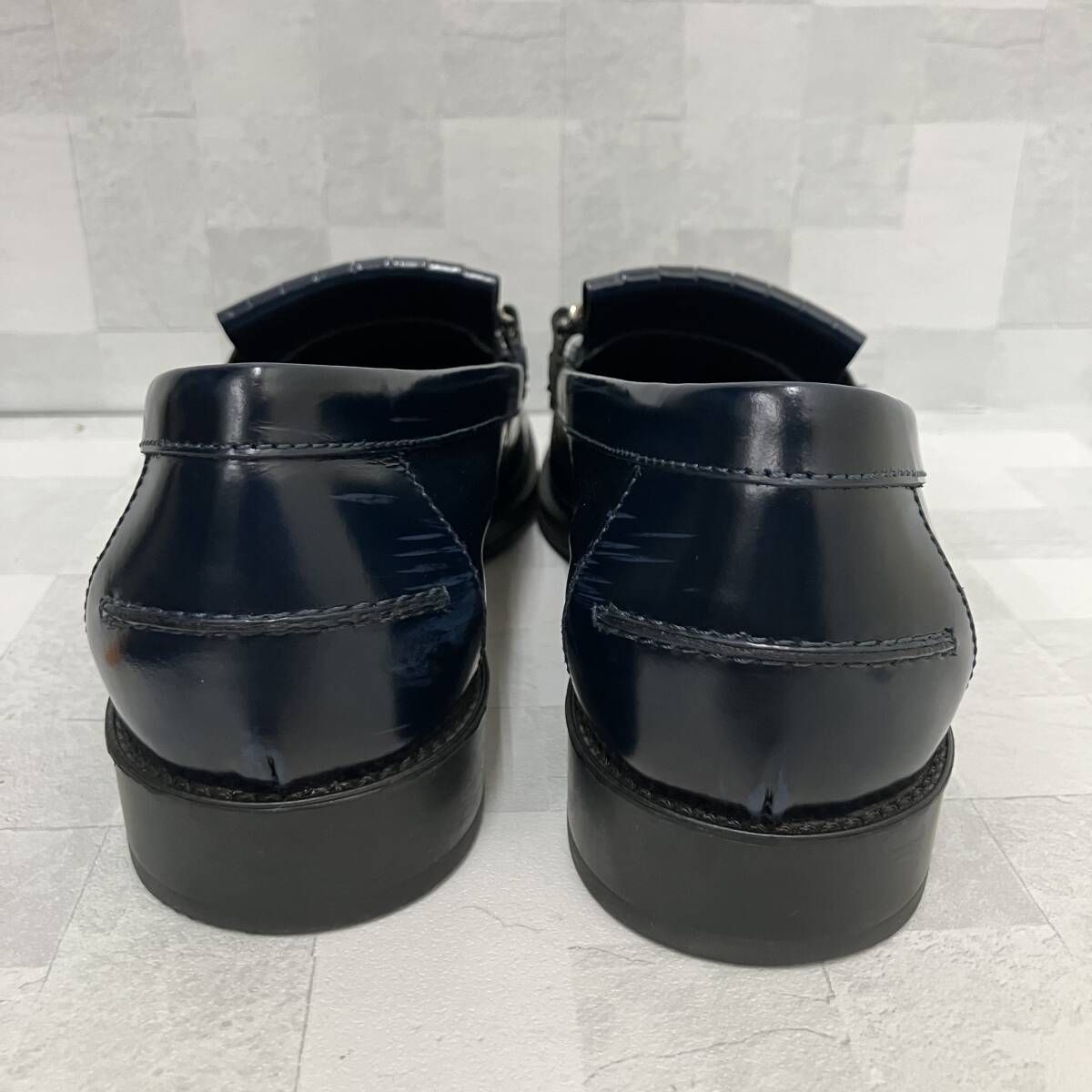 TOD'S トッズ ローファー ダブルTフリンジ 23.5cm ネイビー 袋付き