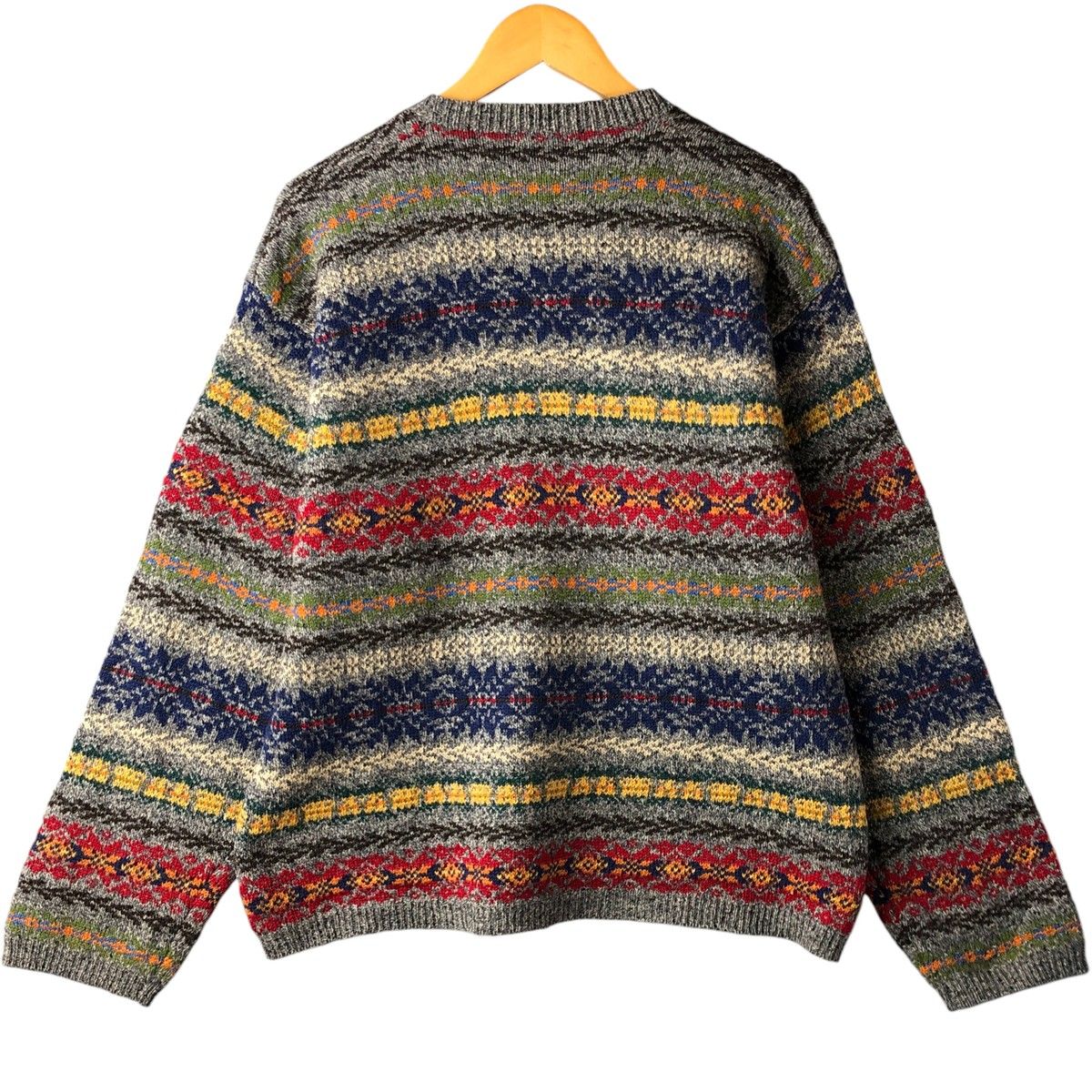 90’s J.CREW ジェイクルー 幾何学模様 ウール ニット セーター 原宿 古着 90年代 ジェイクルー J.Crew フェアアイル柄 カラーネップ ウール