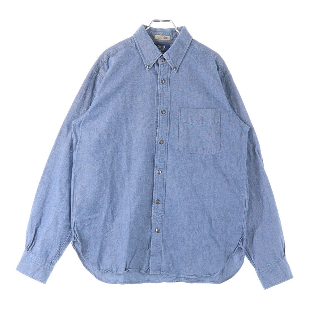 NO BRAND (ノーブランド) Hummingbirds Hill ROBERT KAUFMAN ハミングバーズヒル ロバートカフマン 長袖ボタンシャツ ブルー