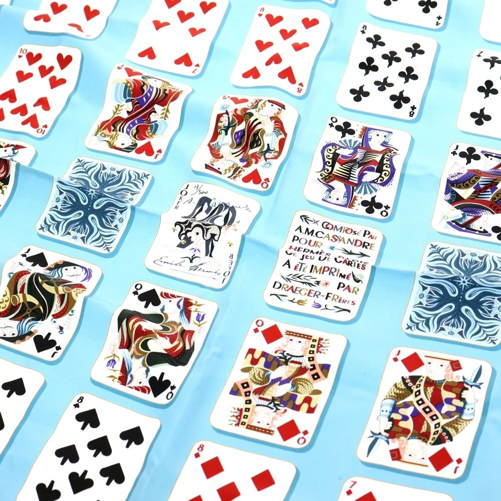 HERMES　エルメス　カレ90　ジュドゥカルト　トランプ柄　シルクスカーフ HERMES (エルメス) カレ90 ジュドゥ カルト シルクスカーフ トランプ柄