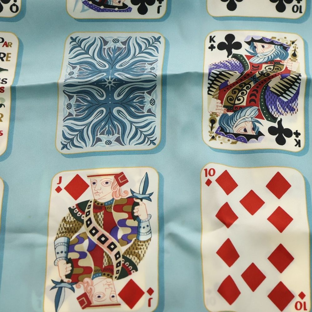 HERMES (エルメス) カレ90 ジュドゥ カルト シルクスカーフ トランプ柄