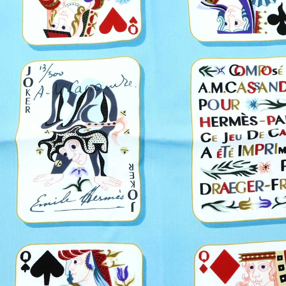 HERMES (エルメス) カレ90 ジュドゥ カルト シルクスカーフ トランプ柄