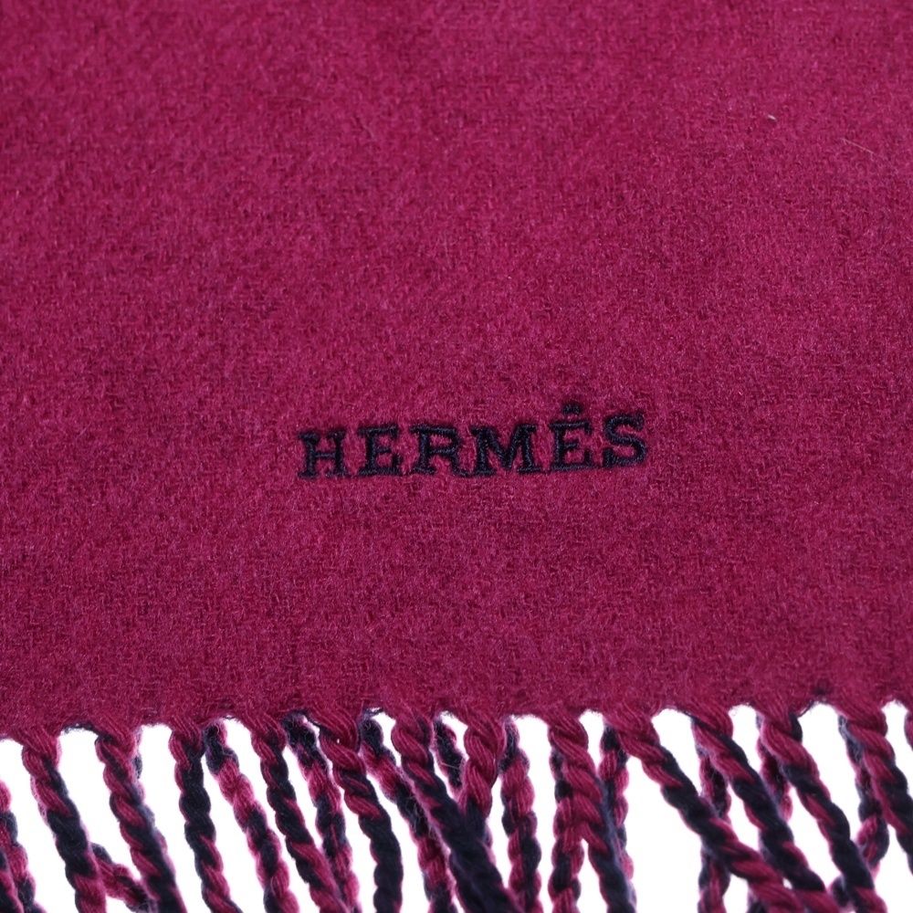 HERMES (エルメス) リバーシブル マフラー ストール ネイビー×ピンク