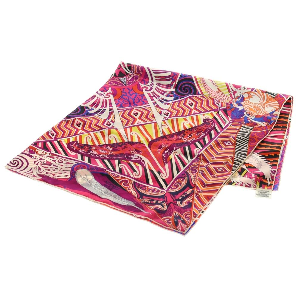 HERMES (エルメス) カレ90 カワオラ シルクスカーフ ピンク×パープル