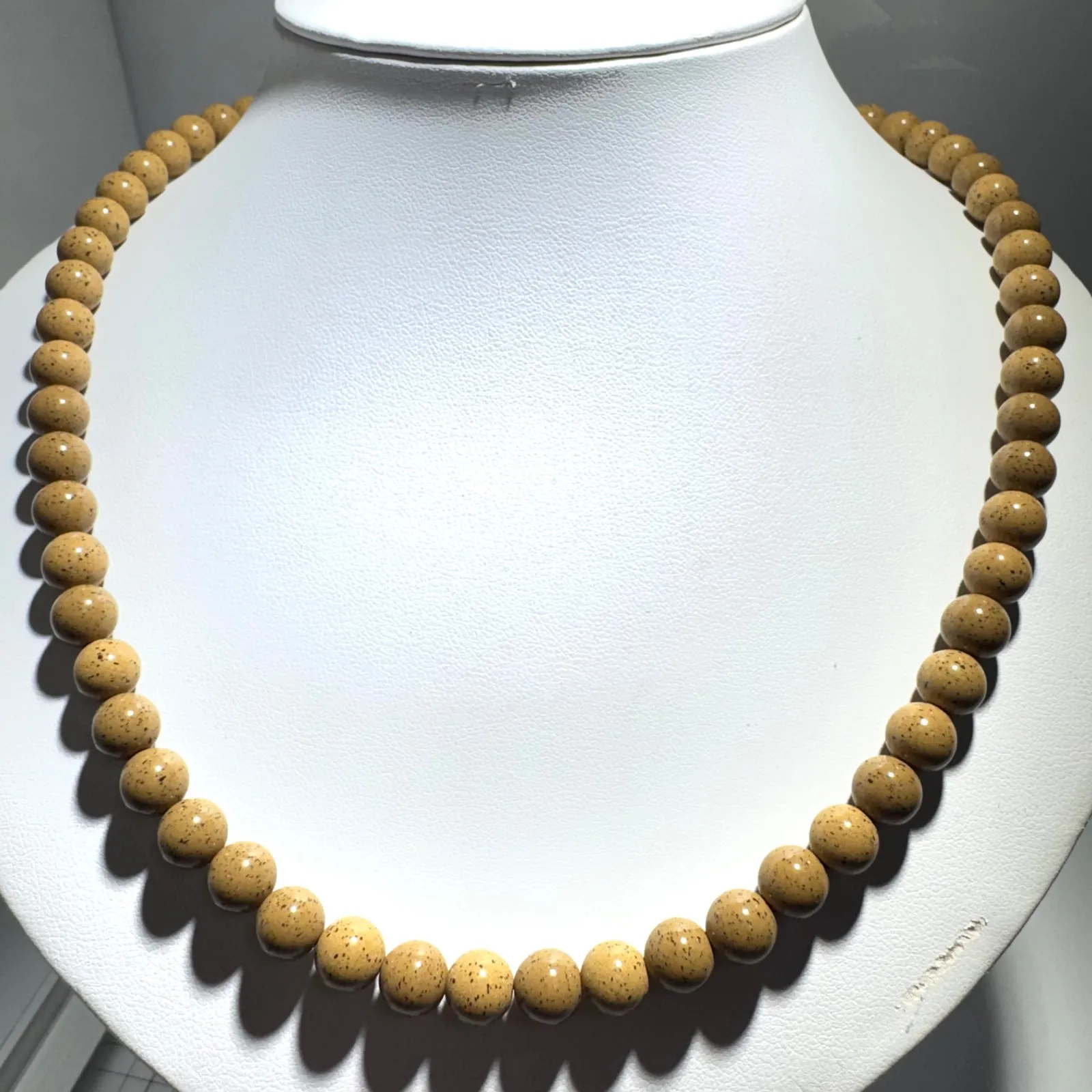 北投石ネックレス茶50センチシルバー金具NO25-2417