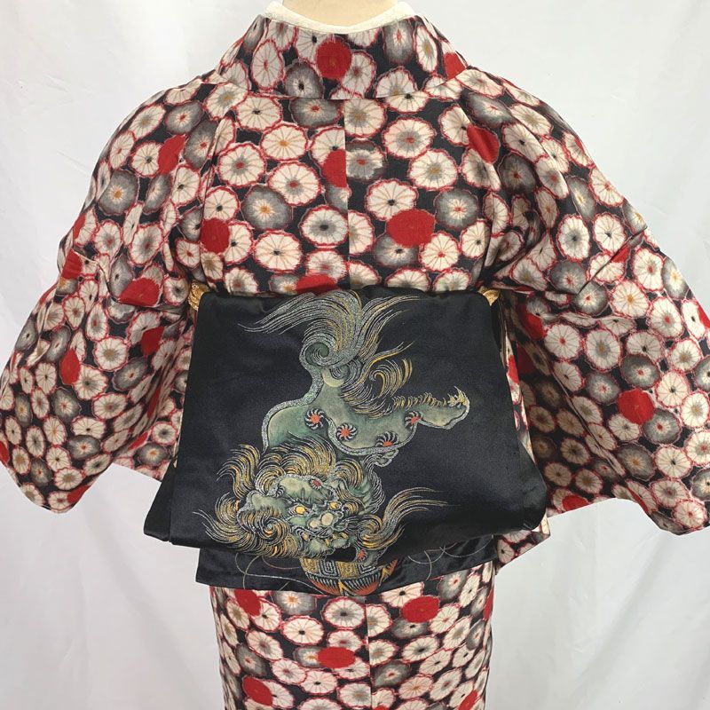 512aa18◇アンティーク着物 銘仙 幻想的 花尽くし レトロモダン 大正
