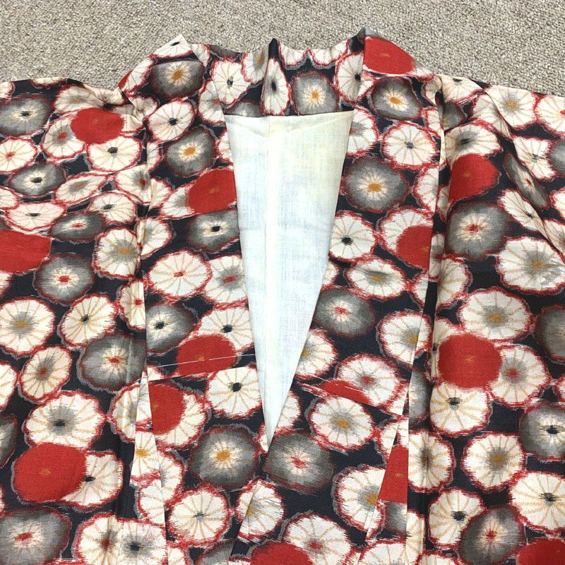 512aa18◇アンティーク着物 銘仙 幻想的 花尽くし レトロモダン 大正