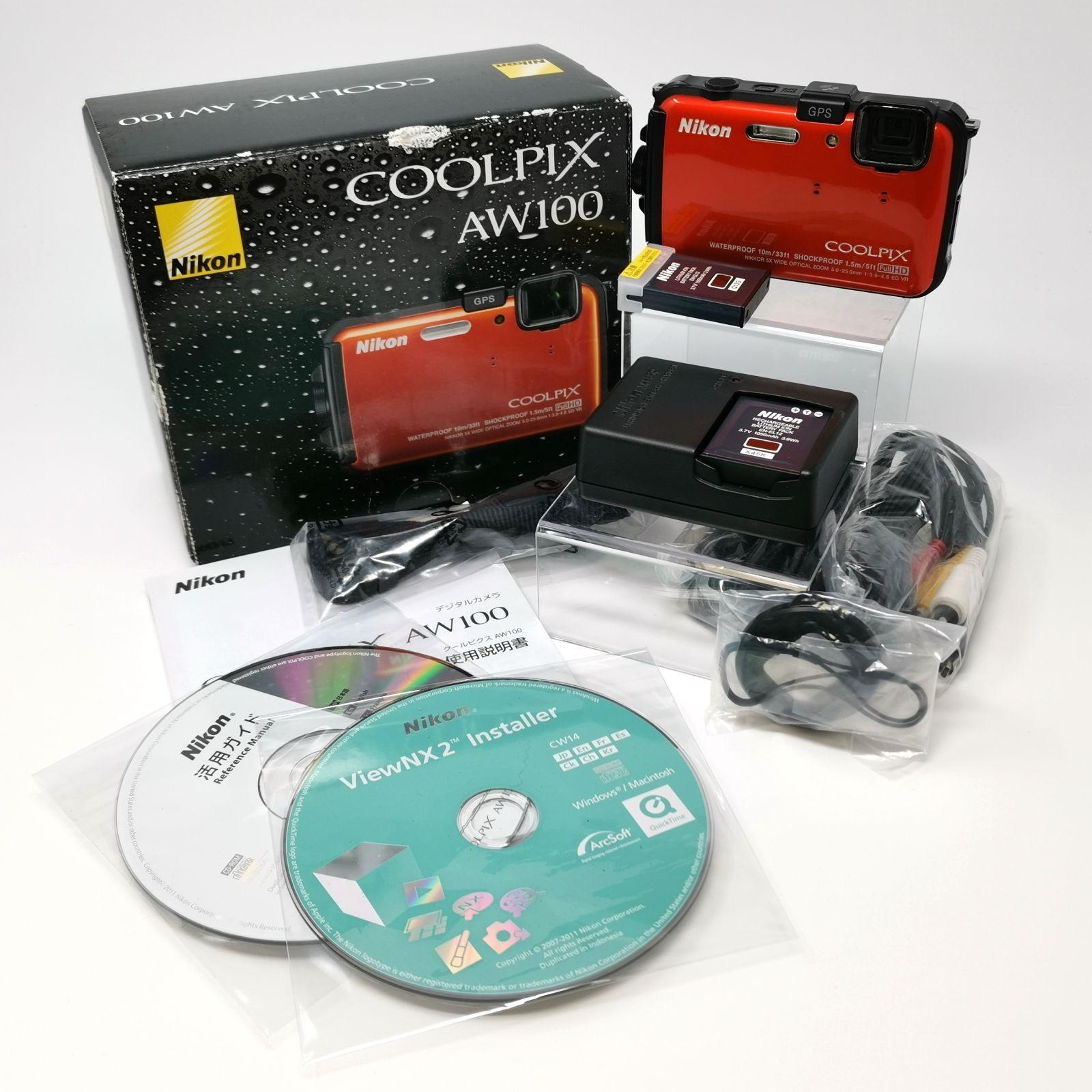 Nikon COOLPIX AW 100 サンシャインオレンジ OR デジカメ デジタルカメラ 全てあり 管理番号