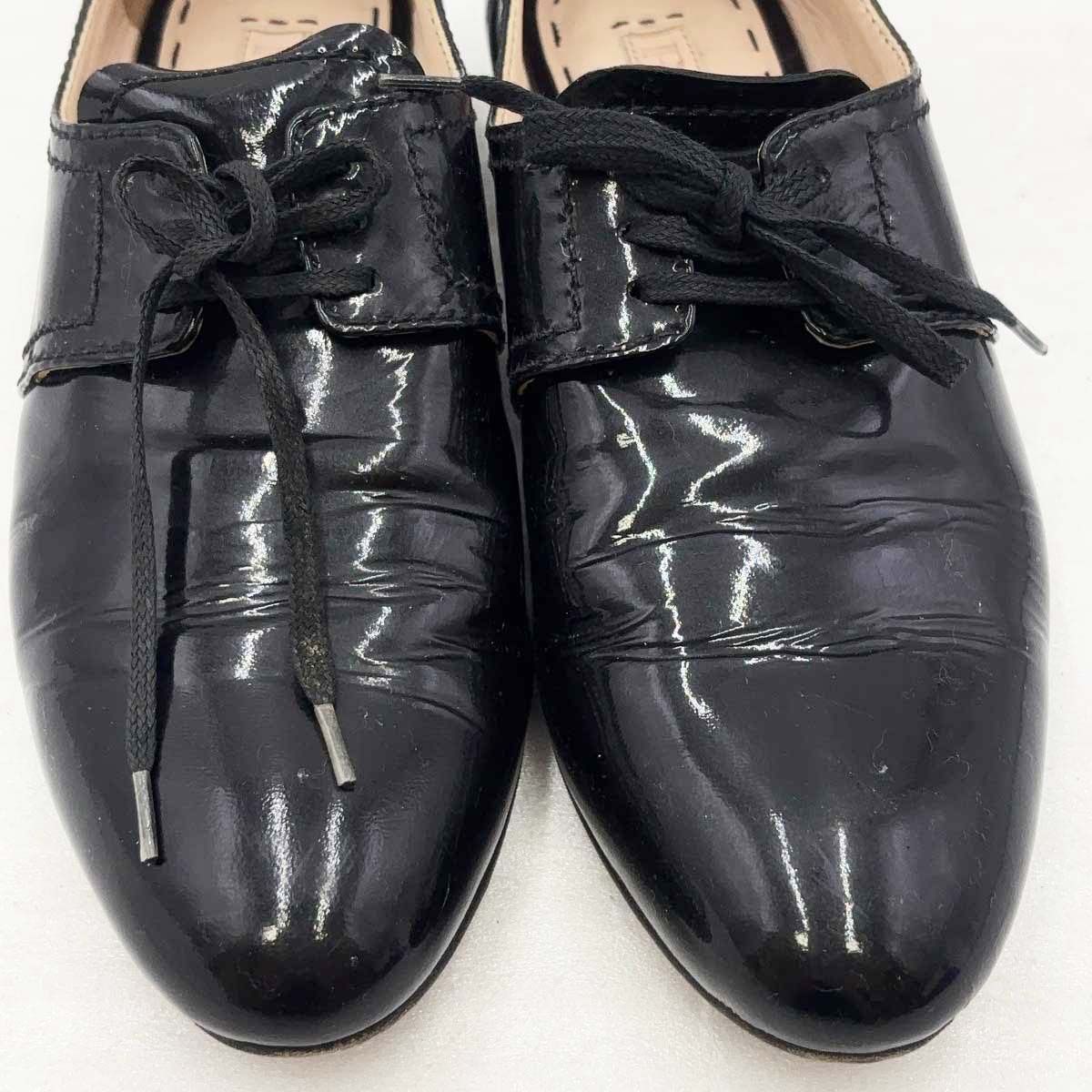 プラダ エナメル レースアップ ダービーシューズ サイズ36 (22.5cm