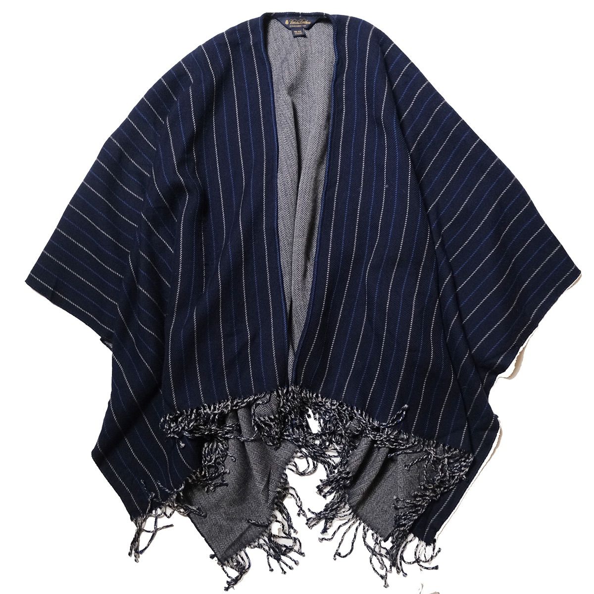 00 s 10 スコットランド製 ブルックスブラザーズ ウール ブランケット ポンチョ ONE 紺 灰 00年代 旧タグ BROOKS BROTHERS アメリカ古着 ビンテージ ヴィンテージ