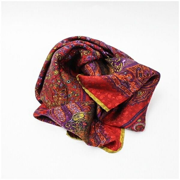 フェンディ シルク スカーフ レッド パープル ペイズリー 中古 Aランク