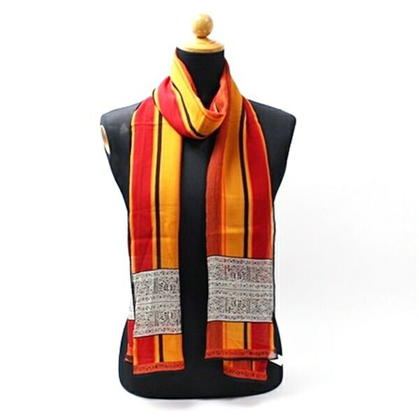 クリスチャンディオール シルク 長方形スカーフ レッド オレンジ ブラック