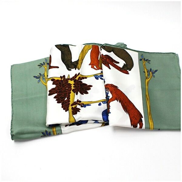 エルメス スカーフ カレ90 アニマル アルファベット 中古 Aランク