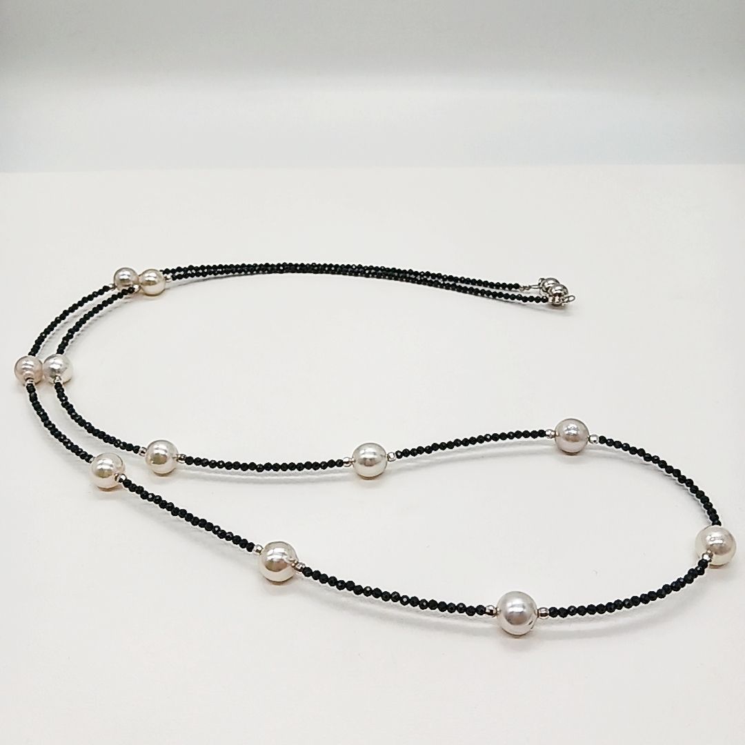 SKパール】あこや真珠ロングステーションネックレス・あこや真珠入り