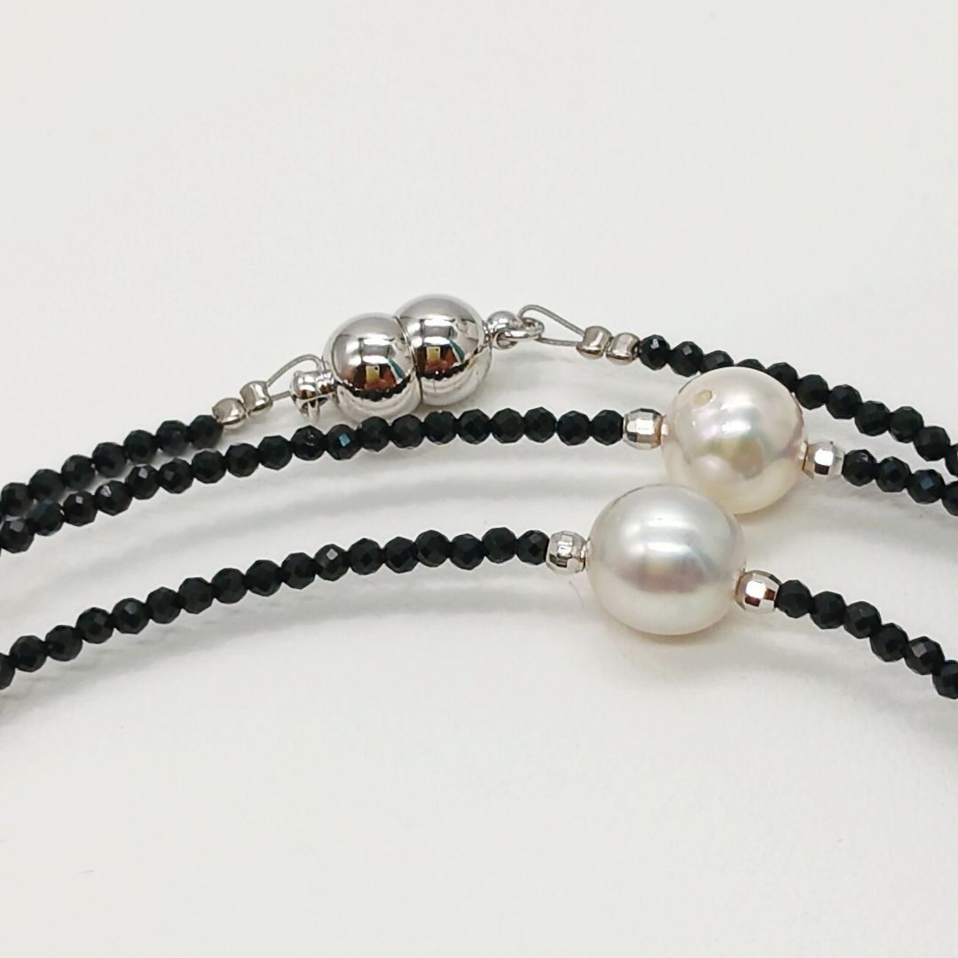 《未使用》あこや真珠 ロングネックレス SKパール】あこや真珠ロングステーションネックレス・あこや真珠入り