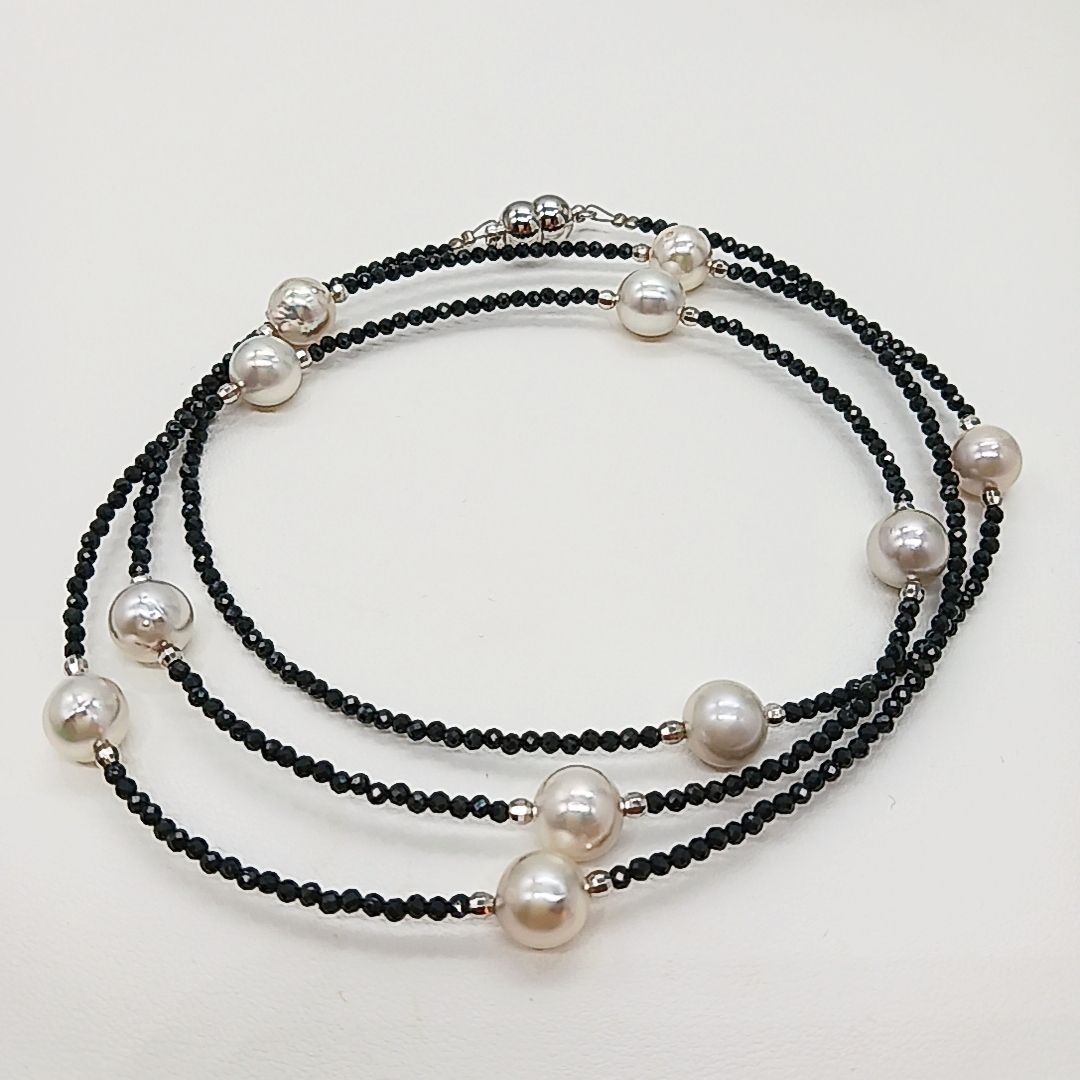 SKパール】あこや真珠ロングステーションネックレス・あこや真珠入り