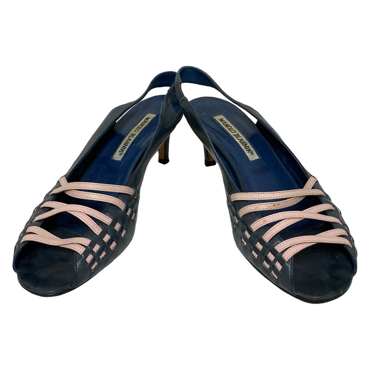 MANOLO BLAHNIK(マノロブラニク) サンダル 38 レディース - ネイビー