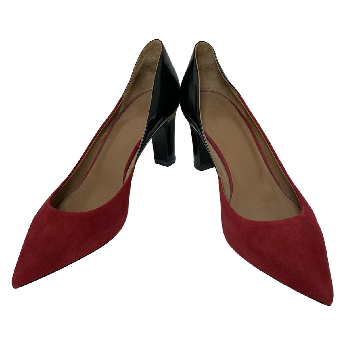 HERMES エルメス パンプス 38 1 2 レディース - 黒×レッド アウトソール張替済 レザー