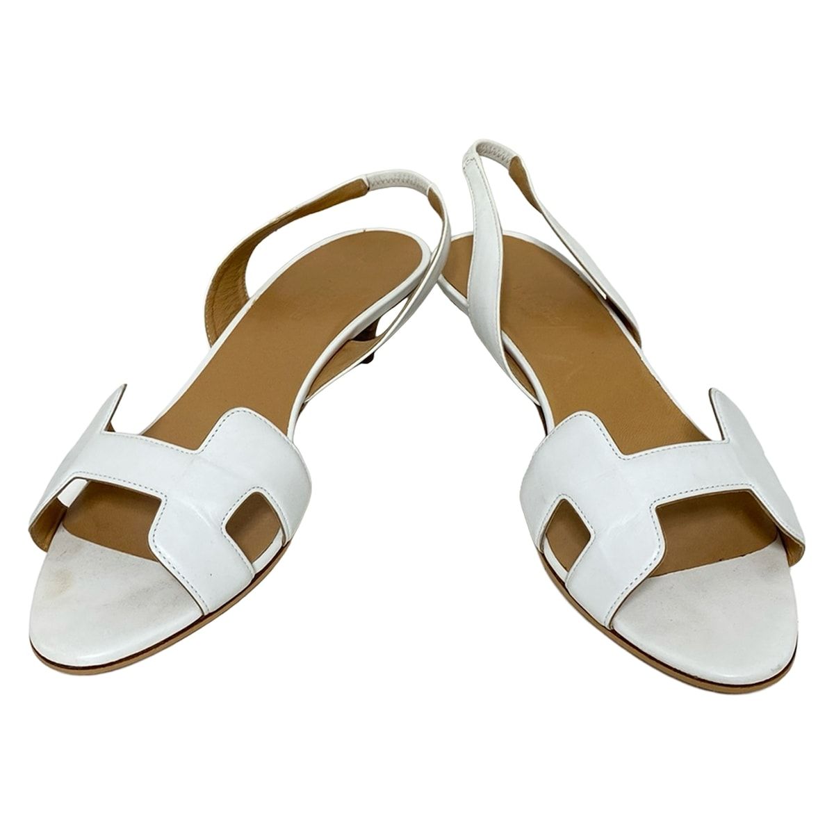 HERMES エルメス サンダル 39 レディース - 白 アウトソール張替済 レザー