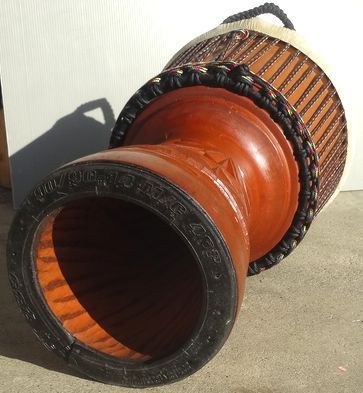 マホガニー製ジャンベ（ジェンベ）☆上級モデル☆Lサイズ(12インチ