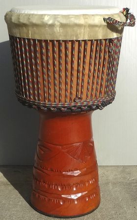 マホガニー製ジャンベ（ジェンベ）☆上級モデル☆Lサイズ(12インチ