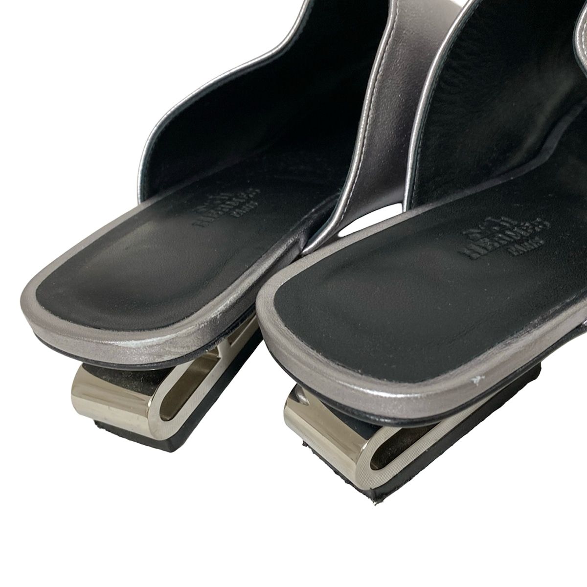 HERMES(エルメス) ミュール 38 レディース - シルバー シルバー金具