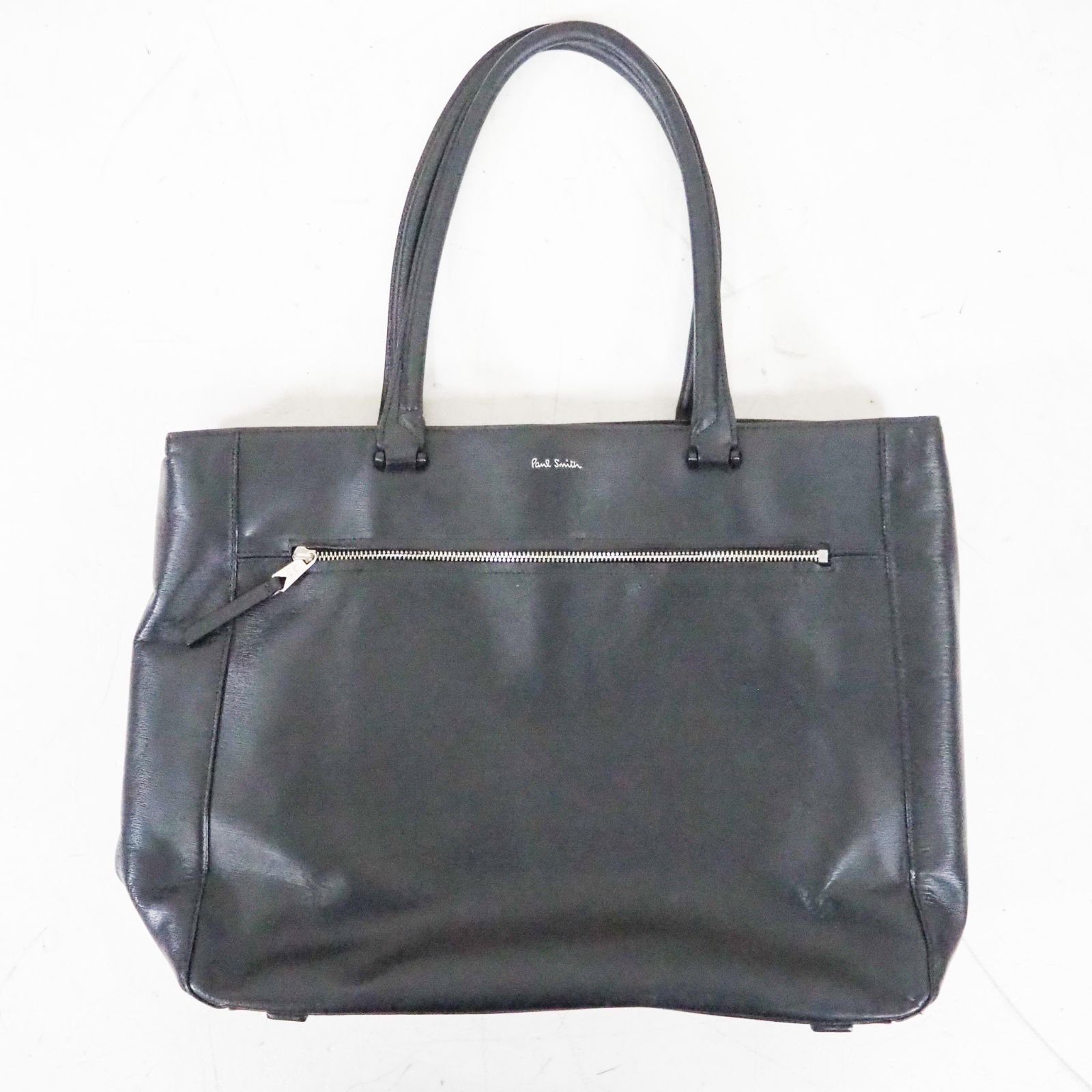 CO 5216 Paul Smith ポールスミス ストローグレインレザー トートバッグ ビジネスバッグ ブラック 黒 A 4 大きめ ファスナー付 ノートPC 大容量 通勤 通学