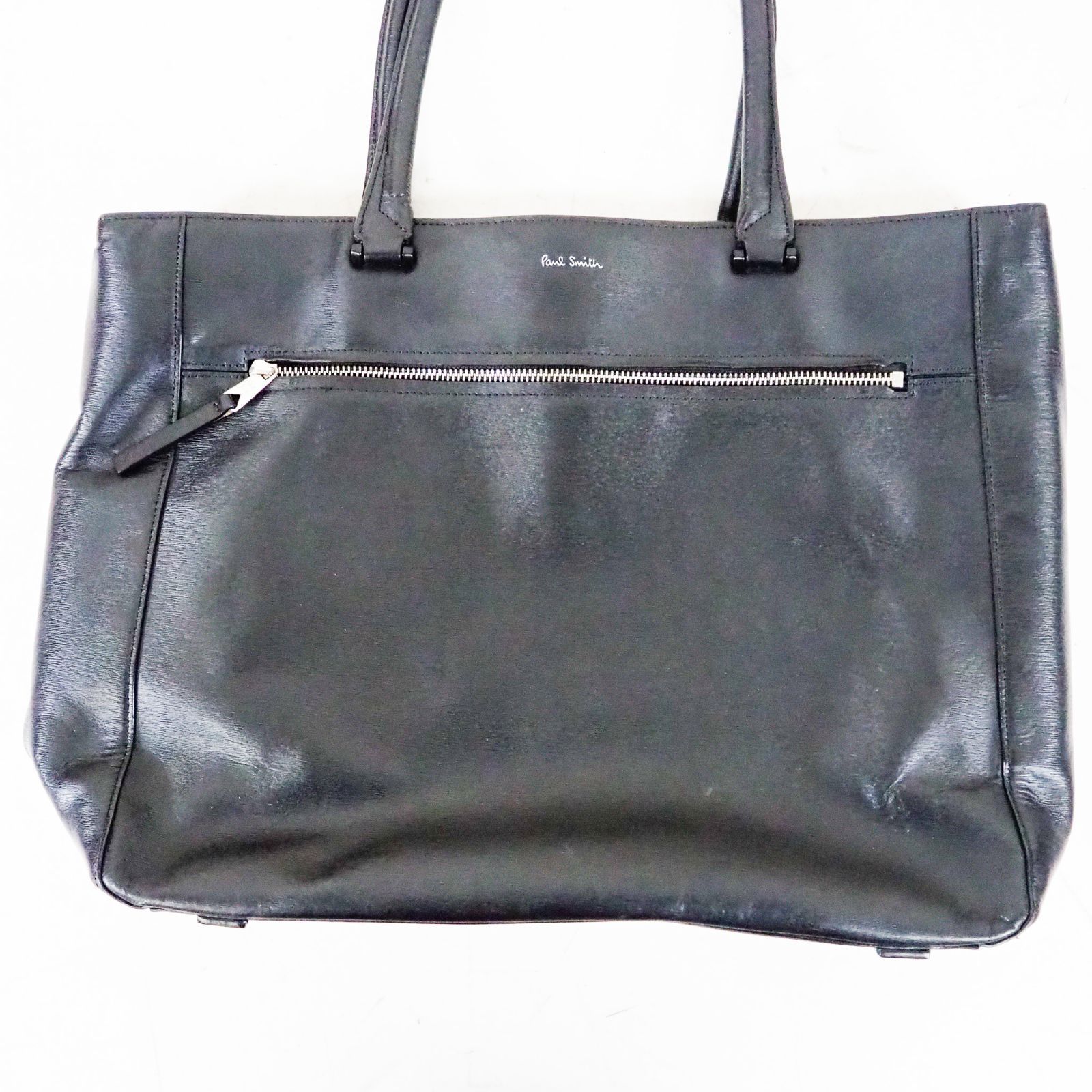 CO 5216 Paul Smith ポールスミス ストローグレインレザー トートバッグ ビジネスバッグ ブラック 黒 A 4 大きめ ファスナー付 ノートPC 大容量 通勤 通学