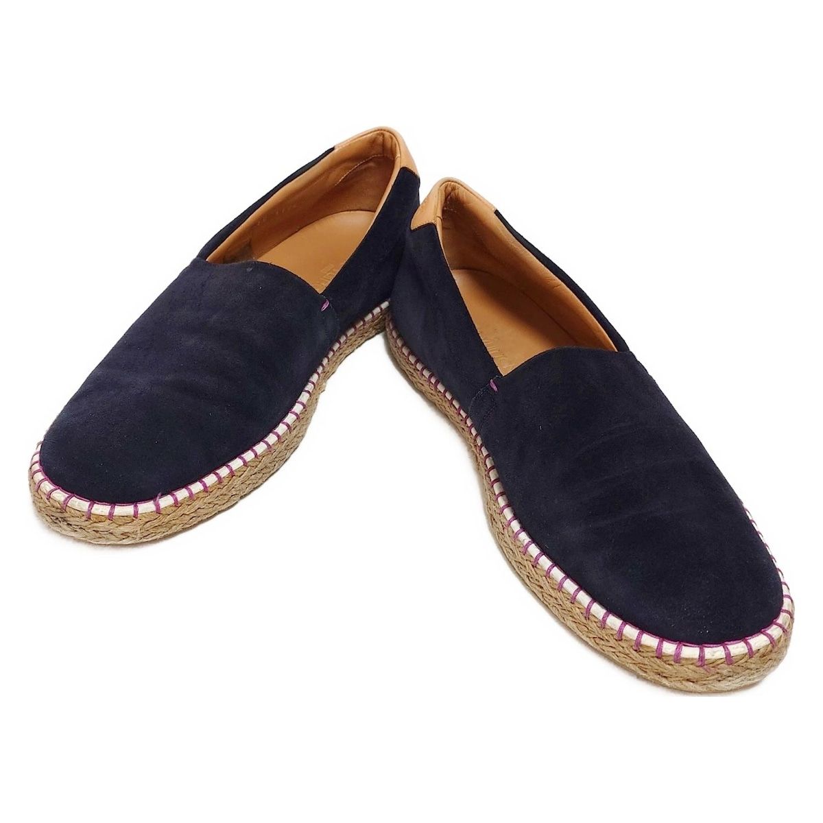 LOUIS VUITTON ルイヴィトン スリッポン 91 2 メンズ 黒 ブラウン マルチ インソール取外し可 エスパドリーユ レザー