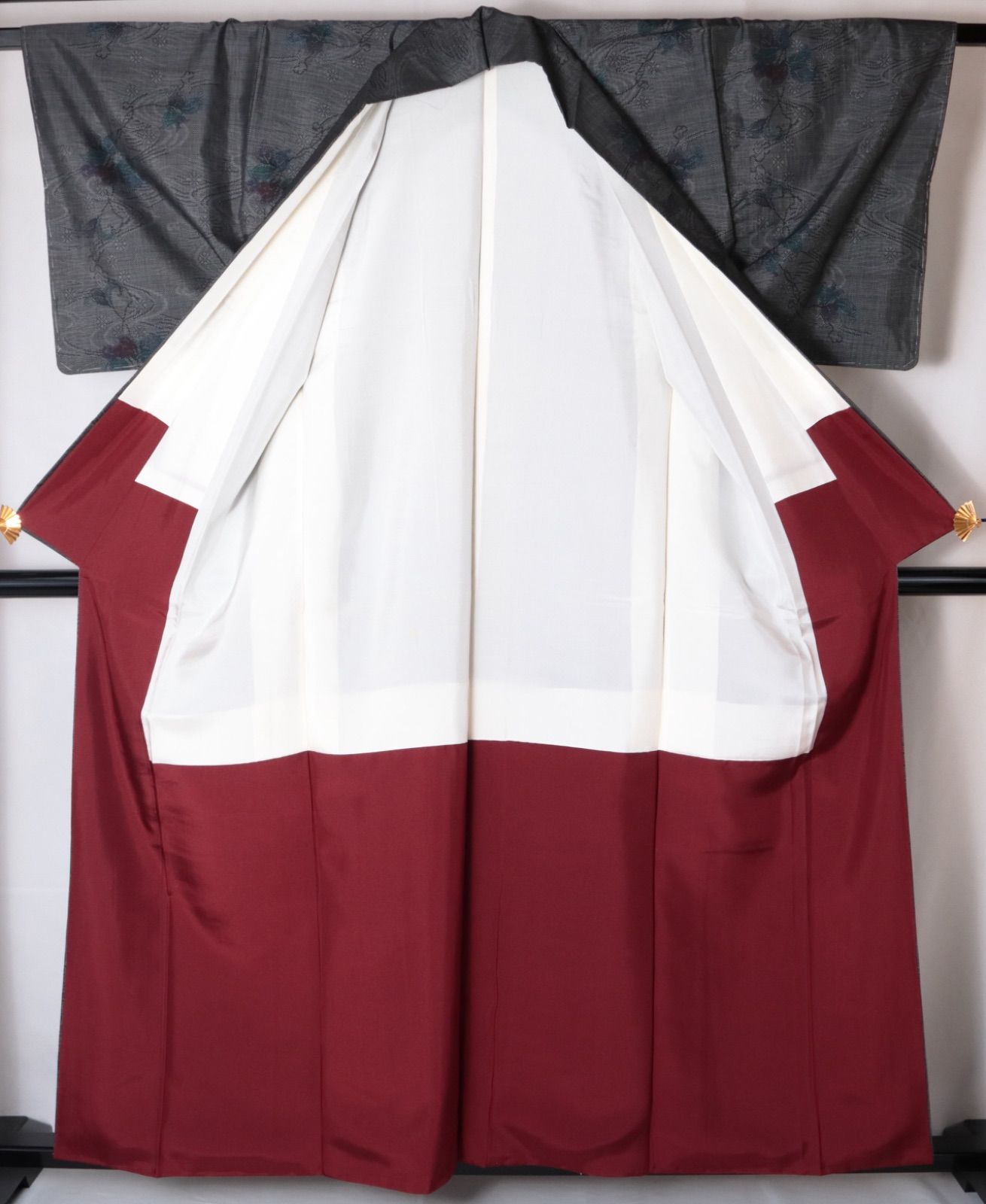 超 市 大島紬 有色泥流水に花 未着用