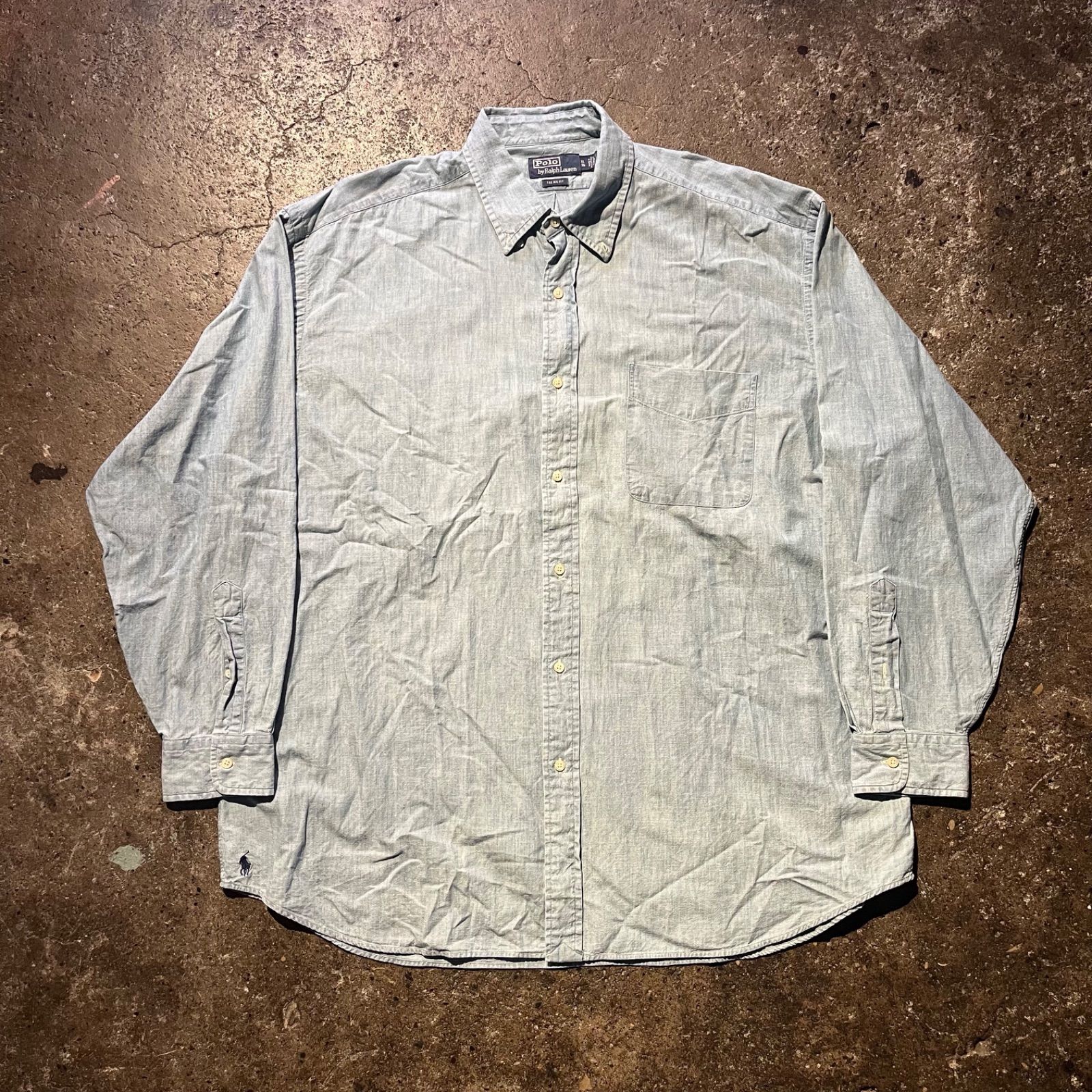 RALPH LAUREN ラルフ ローレン THE BIG FIT SHIRT ビッグ フィット シャツ 袖ロゴ 長袖シャツ XL